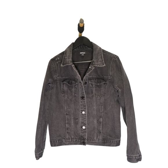 Buffalo David Bitton Black Denim Jacket Distressed Rodeo Western Cowgirl Size M - Picture 3 of 12